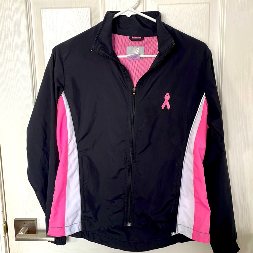 New Balance Pink White Breast Cancer Winbreaker jacket Womens Sz Small